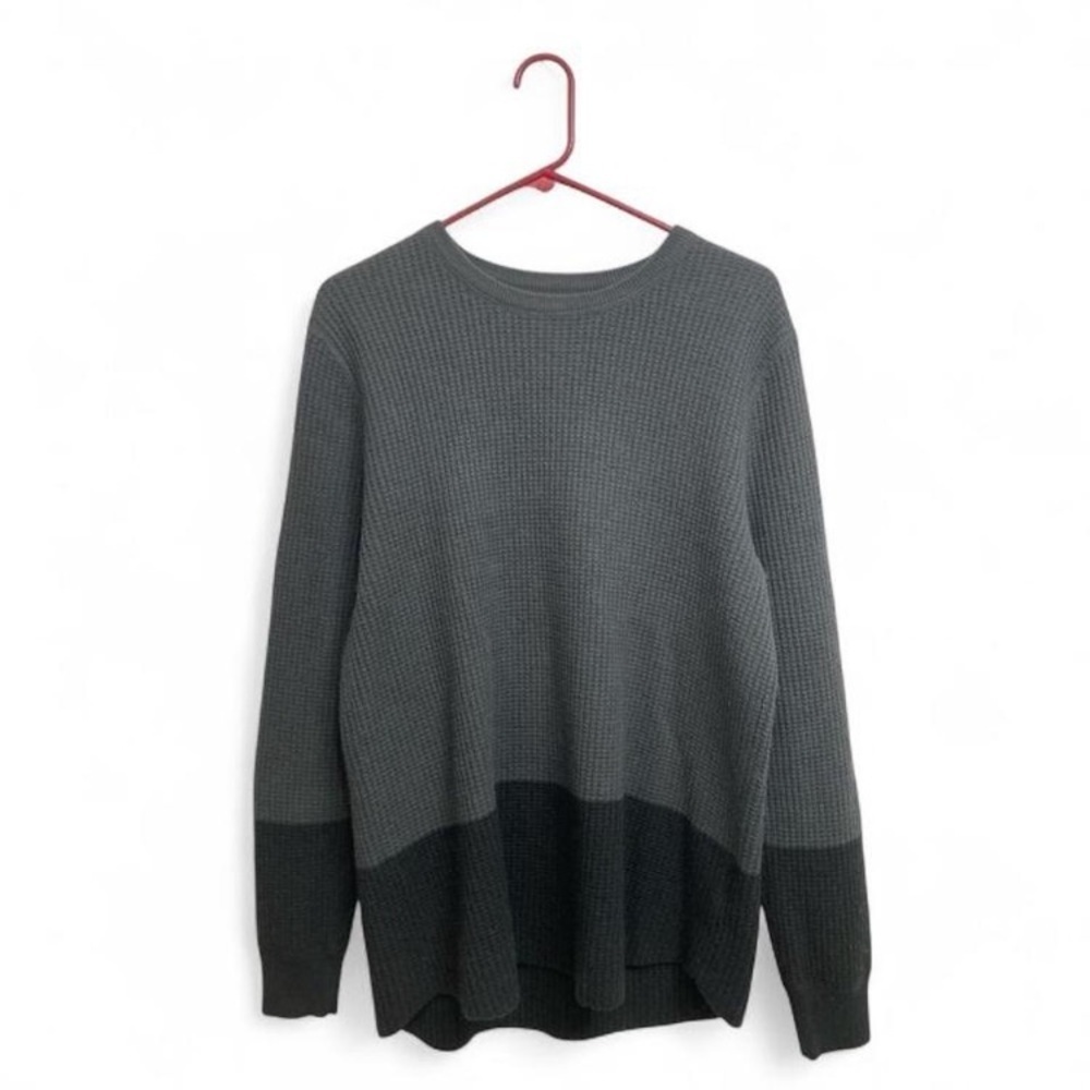 3/$20 H&M Men's Two Tone Wool Blend Gray Green Sweater, Fall, Winter, Cozy Large